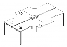 Рабочая станция DUE (4х140) столы эргономичными Классика А4 Б2 181-2 БП