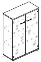 Шкаф средний со стеклянными прозрачными дверьми (топ ДСП) МР 9466