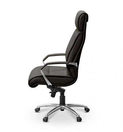 Кресло Олимп X с хромом натуральная кожа с компаньоном / темно-коричневая NL11