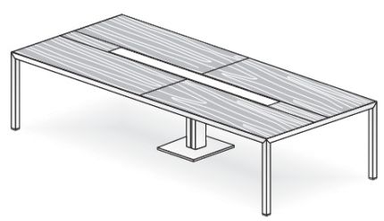 Стол для переговоров прямоугольный с кабель-каналом и треем стекло / карамель