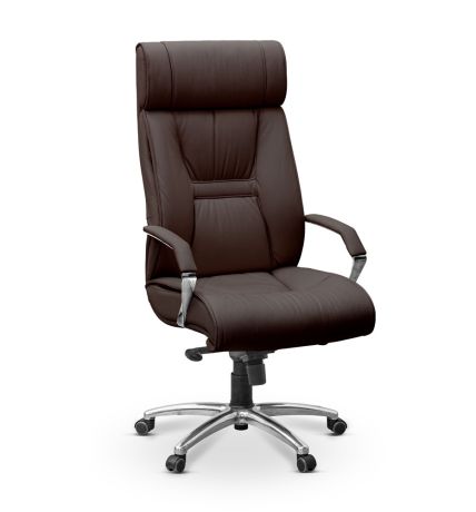 Кресло Олимп X с хромом натуральная кожа с компаньоном / темно-коричневая NL11