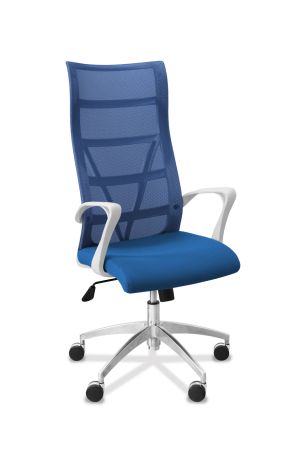 Кресло Топ X белый каркас сетка/ткань TW / синяя/синяя
