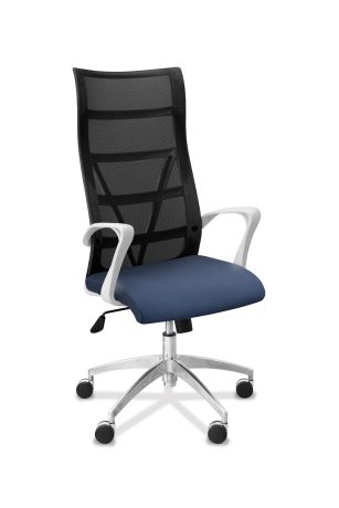 Кресло Топ X белый каркас сетка/ткань Bahama / черная/синяя