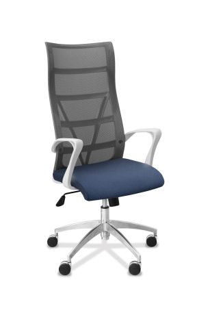 Кресло Топ X белый каркас сетка/ткань Bahama / серая/синяя