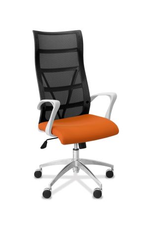 Кресло Топ X белый каркас сетка/ткань TW / черная/ оранжевая