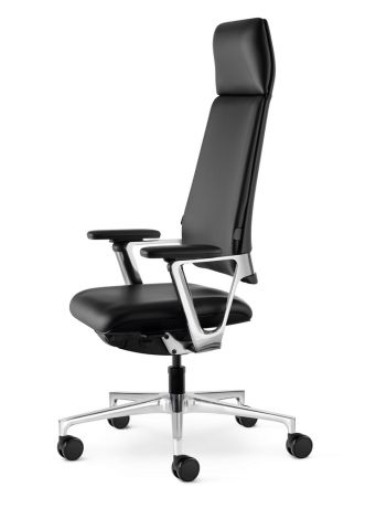 Кресло Connex2 с высокой спинкой натуральная кожа / темно-серая 4801