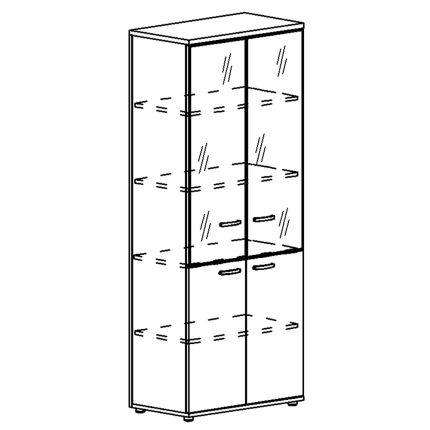 Шкаф со стеклянными дверьми в алюминиевой рамке (задняя стенка ДСП) мокко премиум