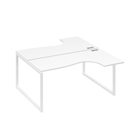 Рабочая станция QUATTRO (2х160) столы Классика эргономичные белый премиум / металлокаркас белый