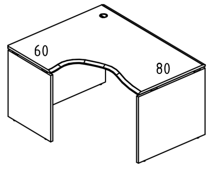 Стол эргономичный на каркасе ДСП (2 скоса) левый мокко премиум / вяз либерти