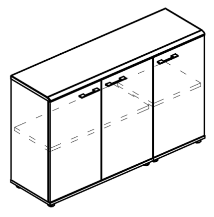 Шкаф комбинированный закрытый низкий (топ МДФ)  вяз либерти / вяз либерти