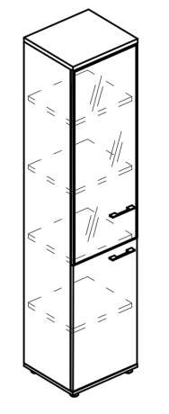 Шкаф узкий дверь стекло в рамке левый (топ ДСП)  вяз либерти / мокко премиум