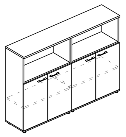 Шкаф средний комбинированный полузакрытый (топ ДСП) вяз либерти / вяз либерти