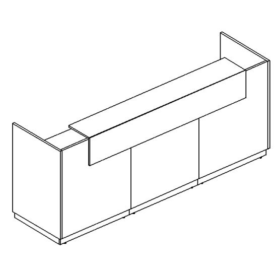 Стойка ресепшен прямая белый премиум / серый / дуб шамони