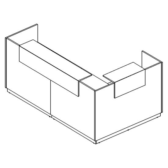 Стойка ресепшен угловая левая белый премиум / белый премиум / дуб шамони