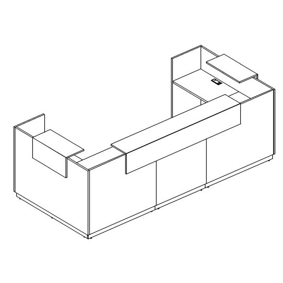 Стойка ресепшен П-образная белый премиум / антрацит премиум / дуб натуральный