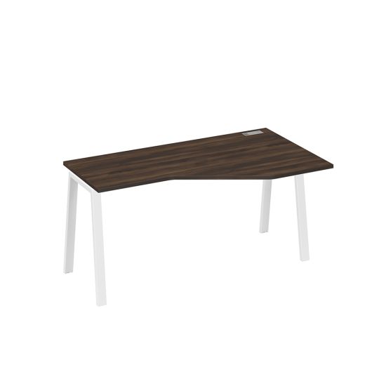 Стол правый Техно на каркасе TRE эргономичный дуб ристретто/ металлокаркас белый