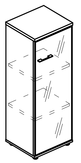 Шкаф средний узкий дверь стекло в рамке правый (топ ДСП) мокко премиум / мокко премиум