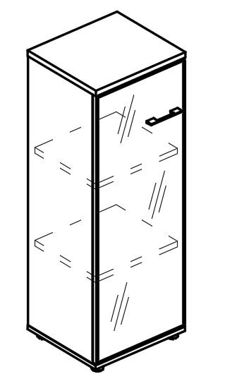 Шкаф средний узкий дверь стекло в рамке левый (топ ДСП) мокко премиум / вяз либерти