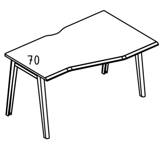 Стол Техно каркас МТ (1 скос) эргономичный правый  мокко премиум / белый, вставка белая