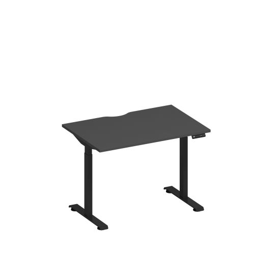 Стол письменный на электроприводе с вырезом антрацит премиум / черный гладкий