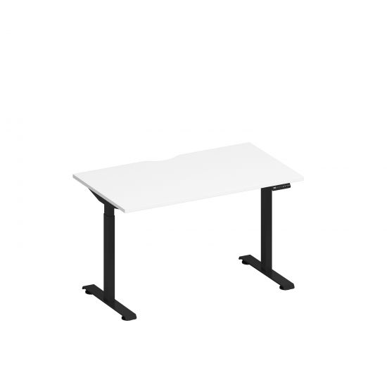 Стол письменный на электроприводе с вырезом белый премиум / черный гладкий