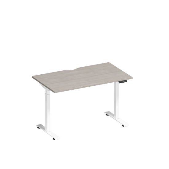Стол письменный на электроприводе с вырезом дуб шамони/ белый гладкий