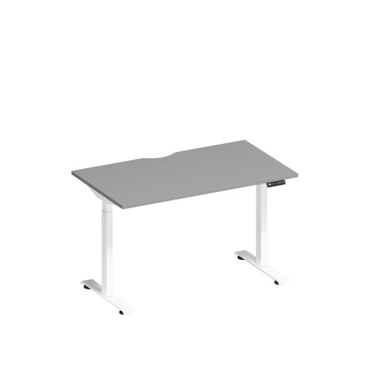 Стол письменный на электроприводе с вырезом серый / белый гладкий