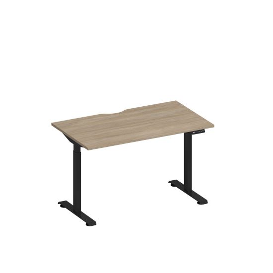 Стол письменный на электроприводе с вырезом дуб скандинавский / черный гладкий