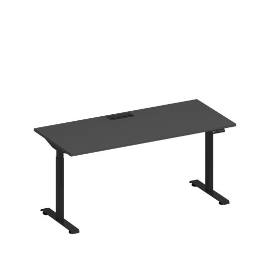 Стол письменный на электроприводе с заглушкой антрацит премиум / черный гладкий