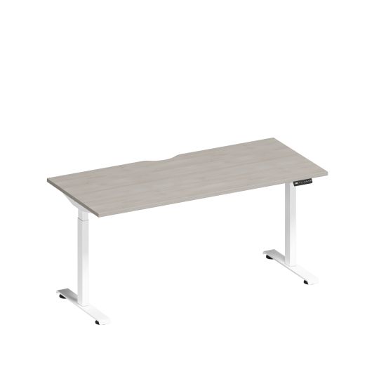 Стол письменный на электроприводе с вырезом дуб шамони/ белый гладкий