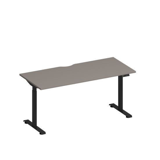 Стол письменный на электроприводе с вырезом мокко премиум / черный гладкий