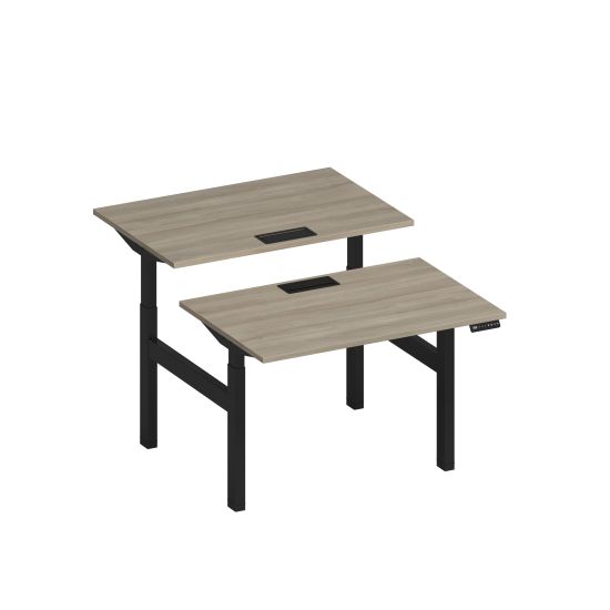 Рабочая станция на электроприводе с заглушками вяз либерти/ черный гладкий