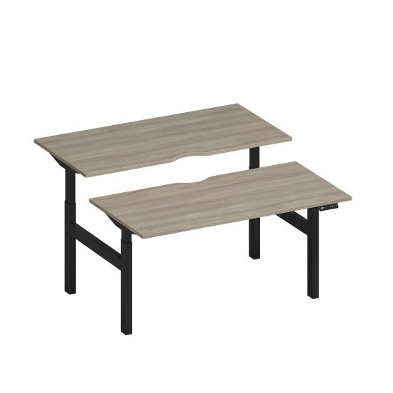 Рабочая станция на электроприводе с вырезами вяз либерти/ черный гладкий