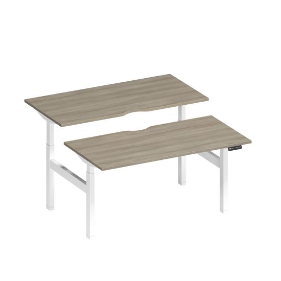 Рабочая станция на электроприводе с вырезами вяз либерти/ белый гладкий