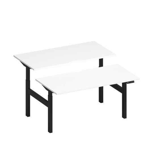 Рабочая станция на электроприводе с вырезами белый премиум / черный гладкий
