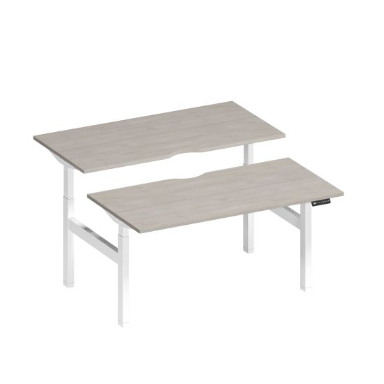 Рабочая станция на электроприводе с вырезами дуб шамони/ белый гладкий