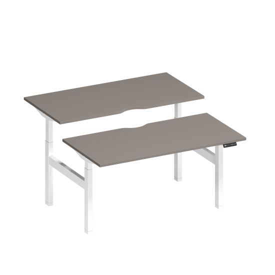 Рабочая станция на электроприводе с вырезами мокко премиум / белый гладкий