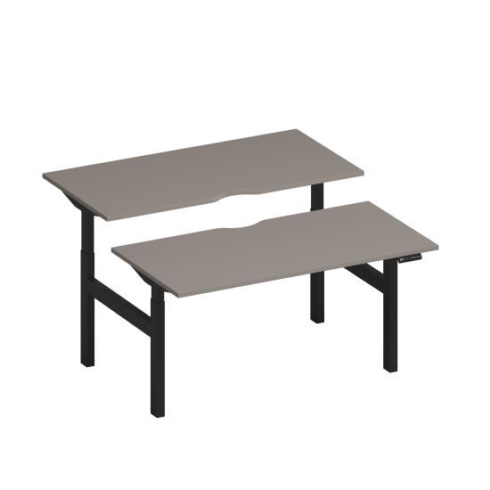 Рабочая станция на электроприводе с вырезами мокко премиум / черный гладкий